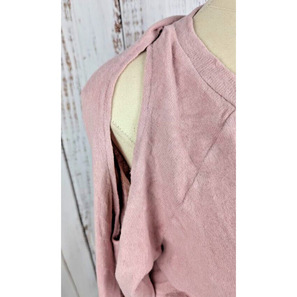 Hippie Rose Juniors' Cold-Shoulder Cozy Sweatshirt Pink Size XL - Picture 2 of 5